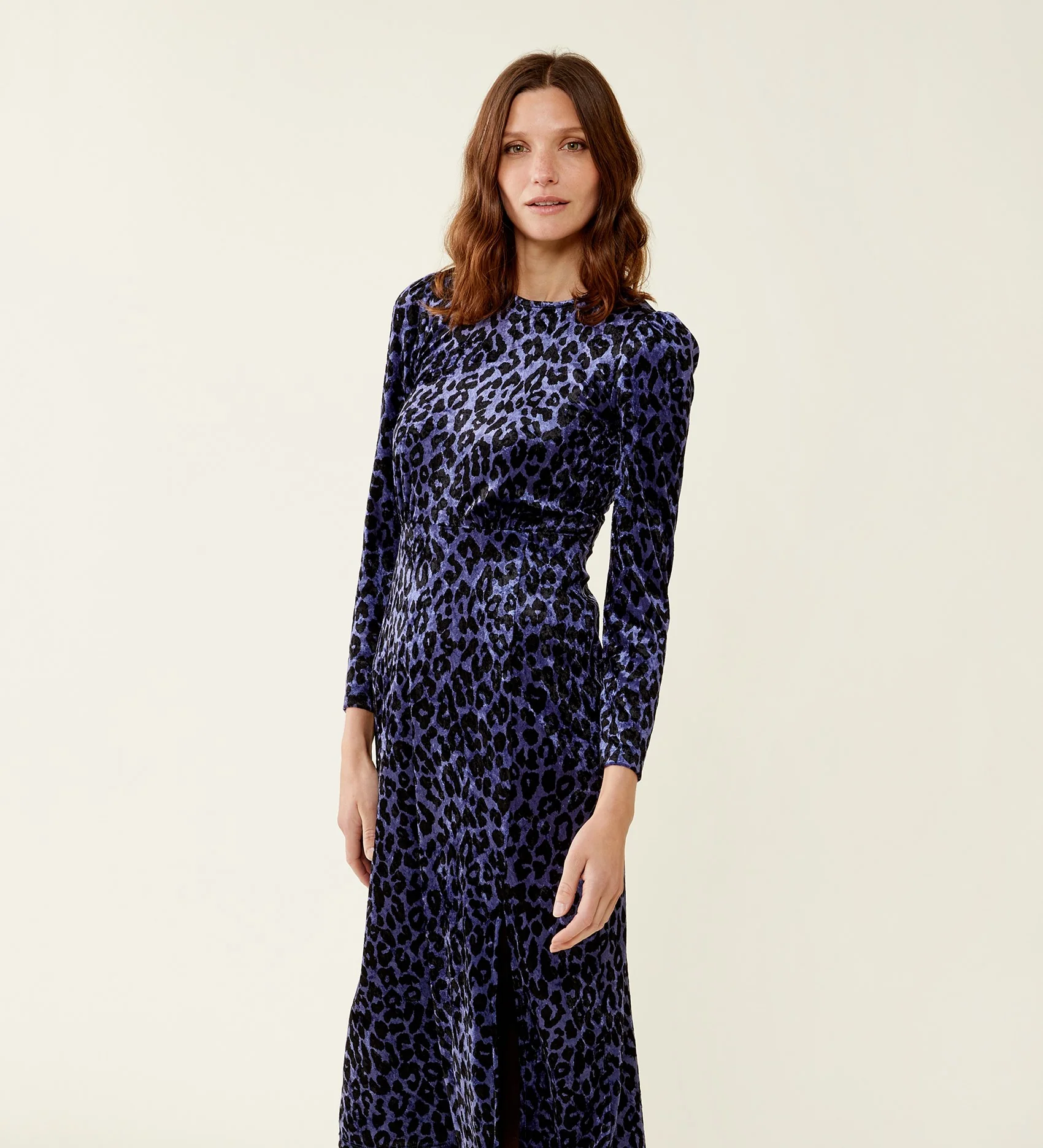 Abel Blue Leopard Velvet Dress - Image 3