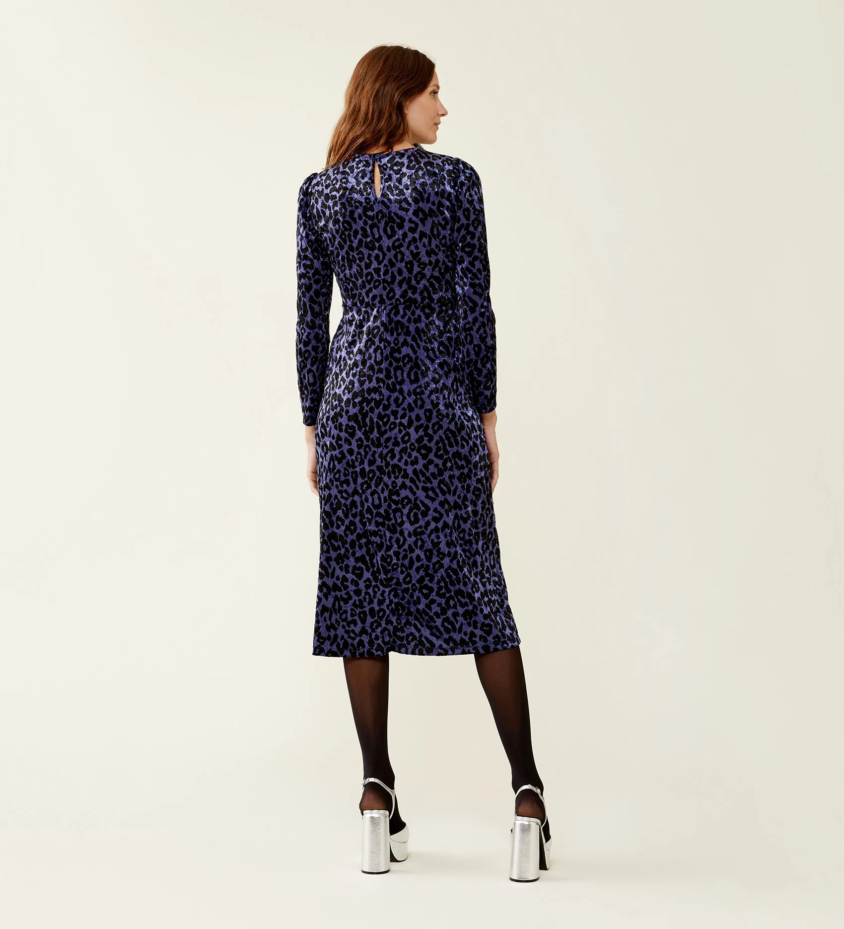 Abel Blue Leopard Velvet Dress - Image 4