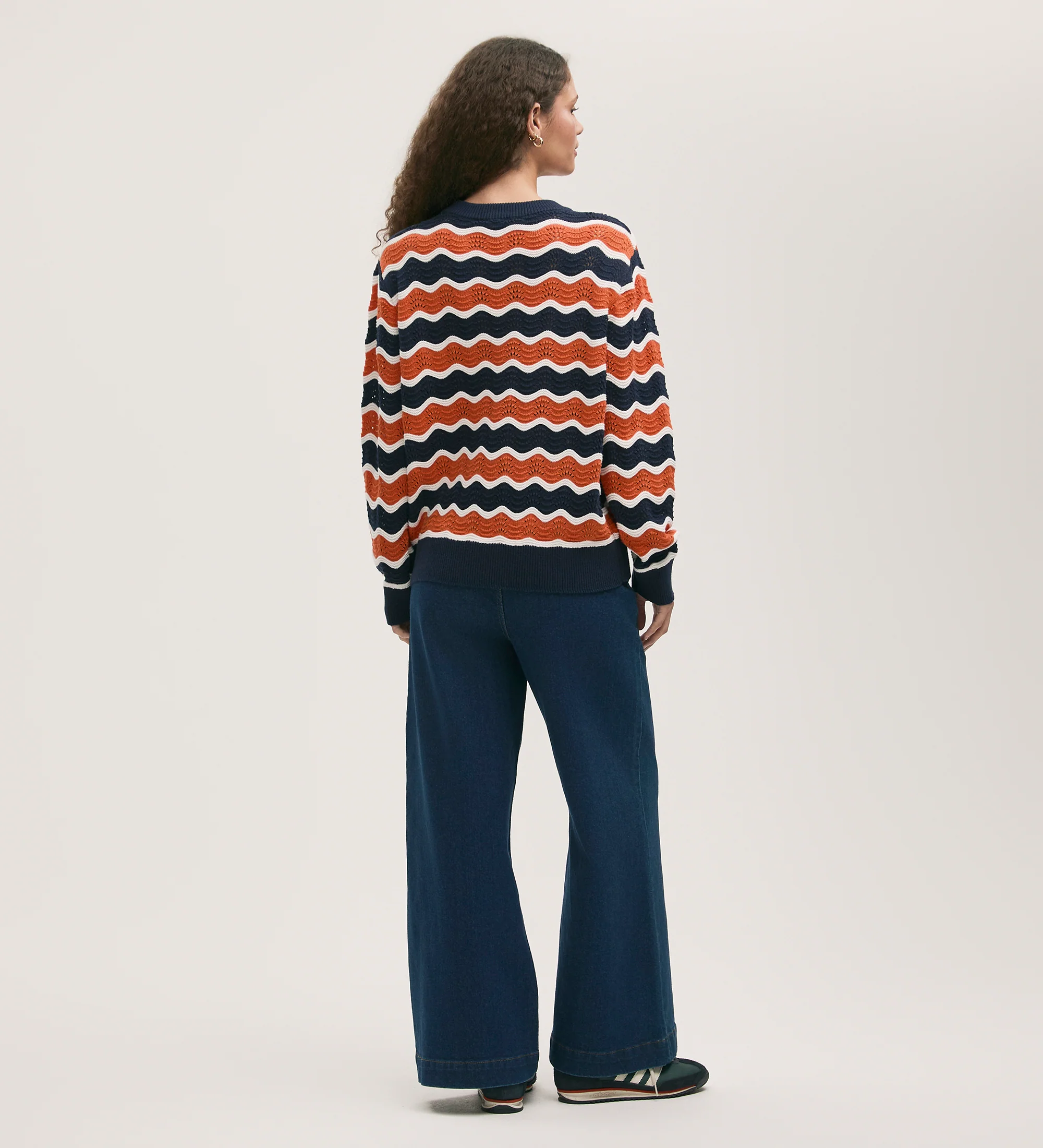 Antonia Orange Stripe Crochet Jumper - Image 5