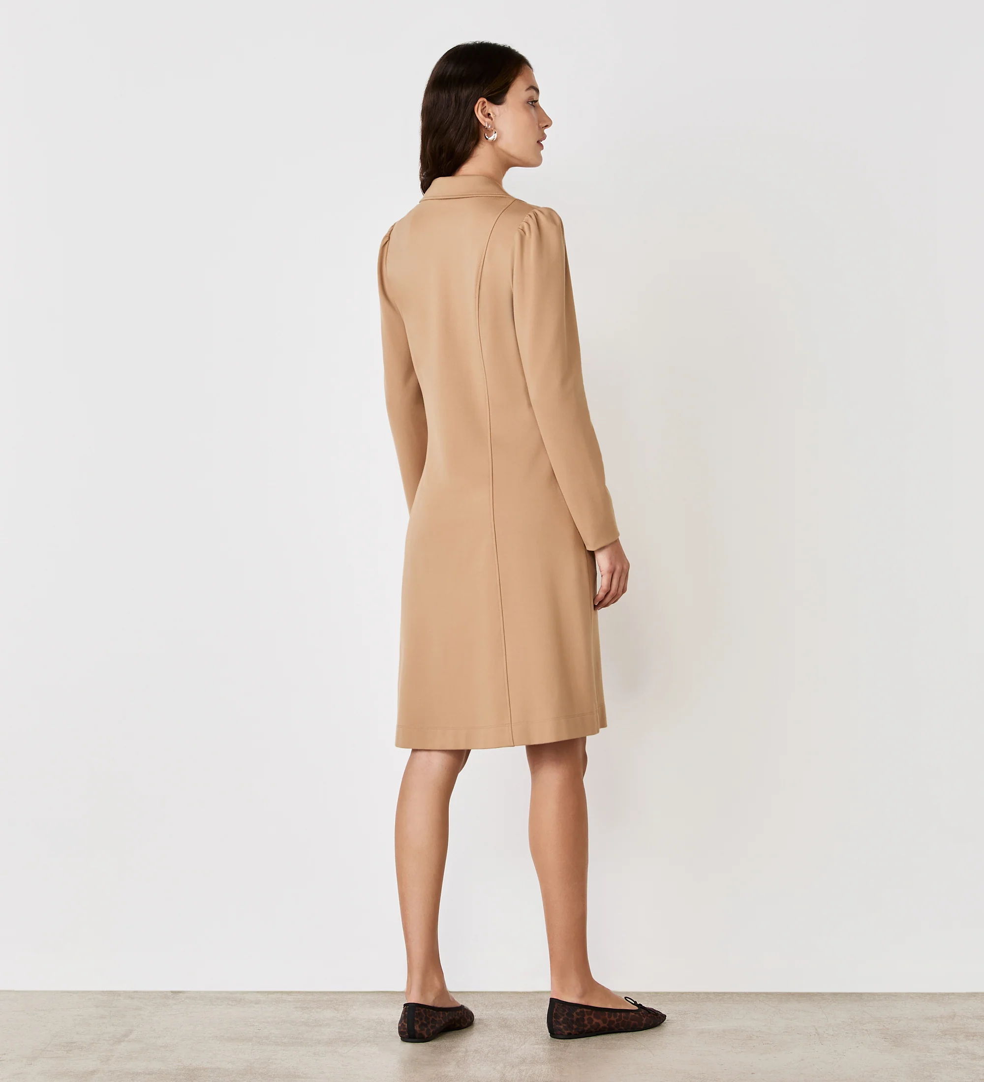Bethany Camel Ponte Jersey Knee Length Dress - Image 4