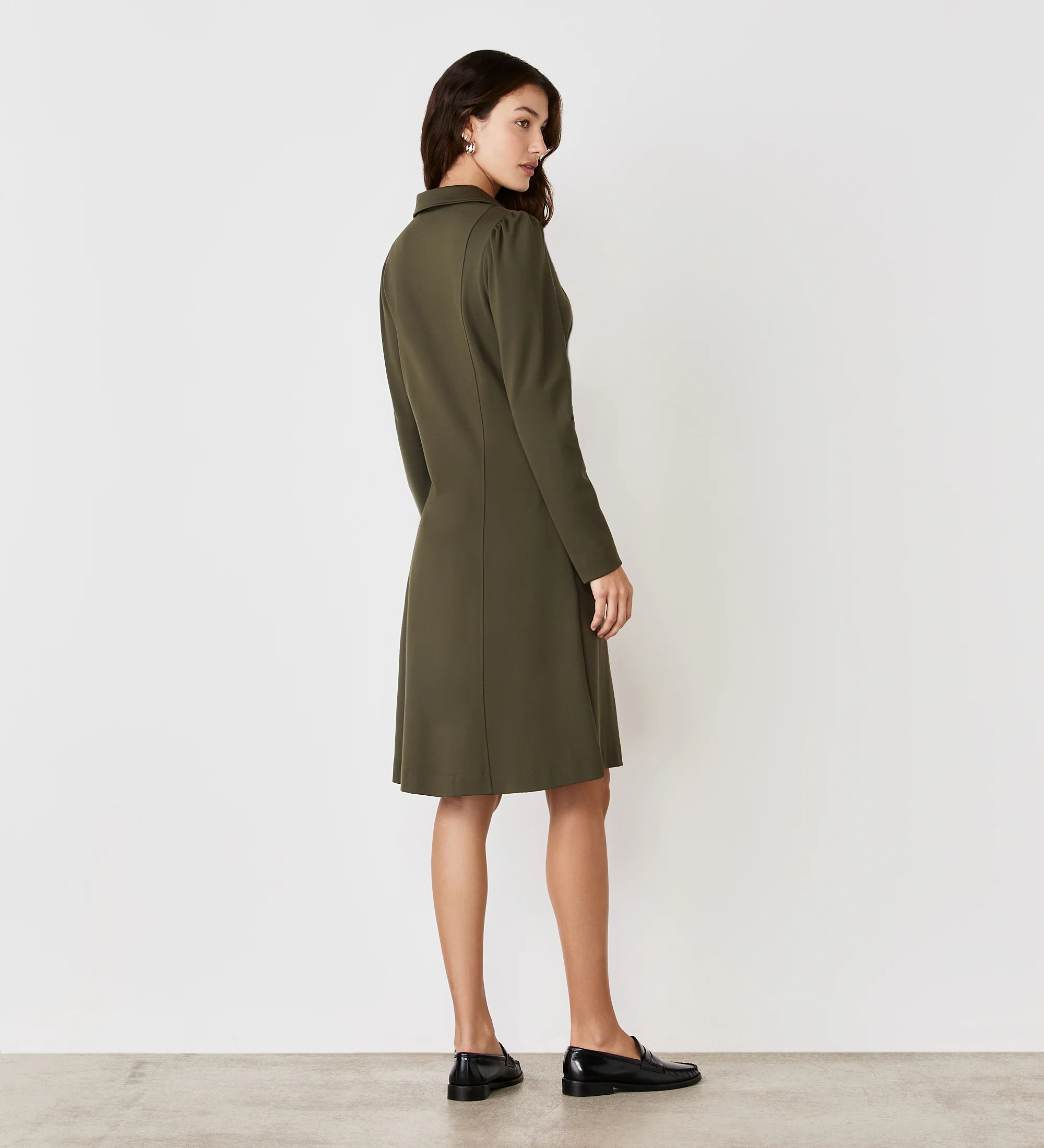 Bethany Khaki Ponte Jersey Knee Length Dress - Image 4