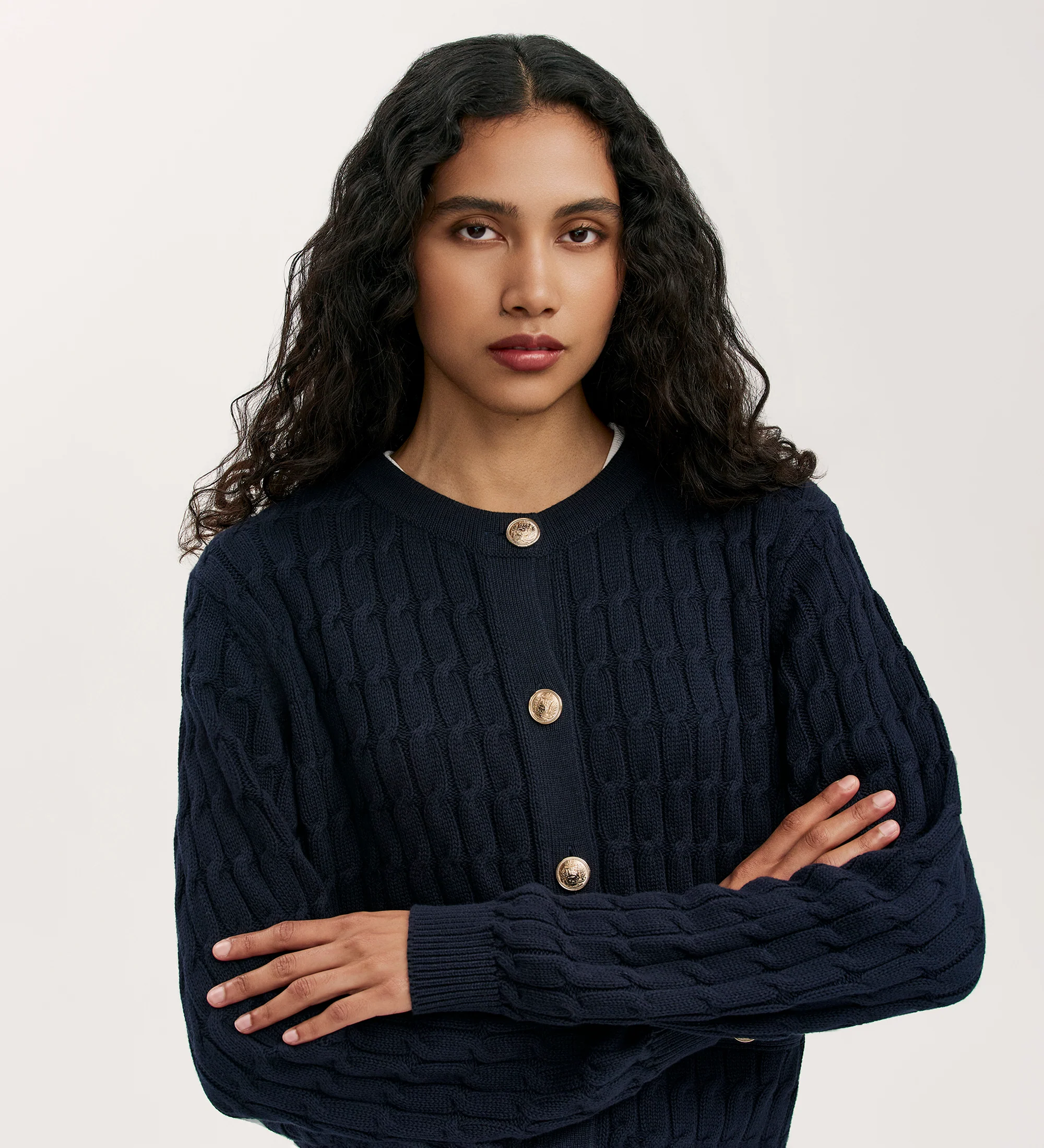 Elaine Navy Knitted Cardigan - Image 3