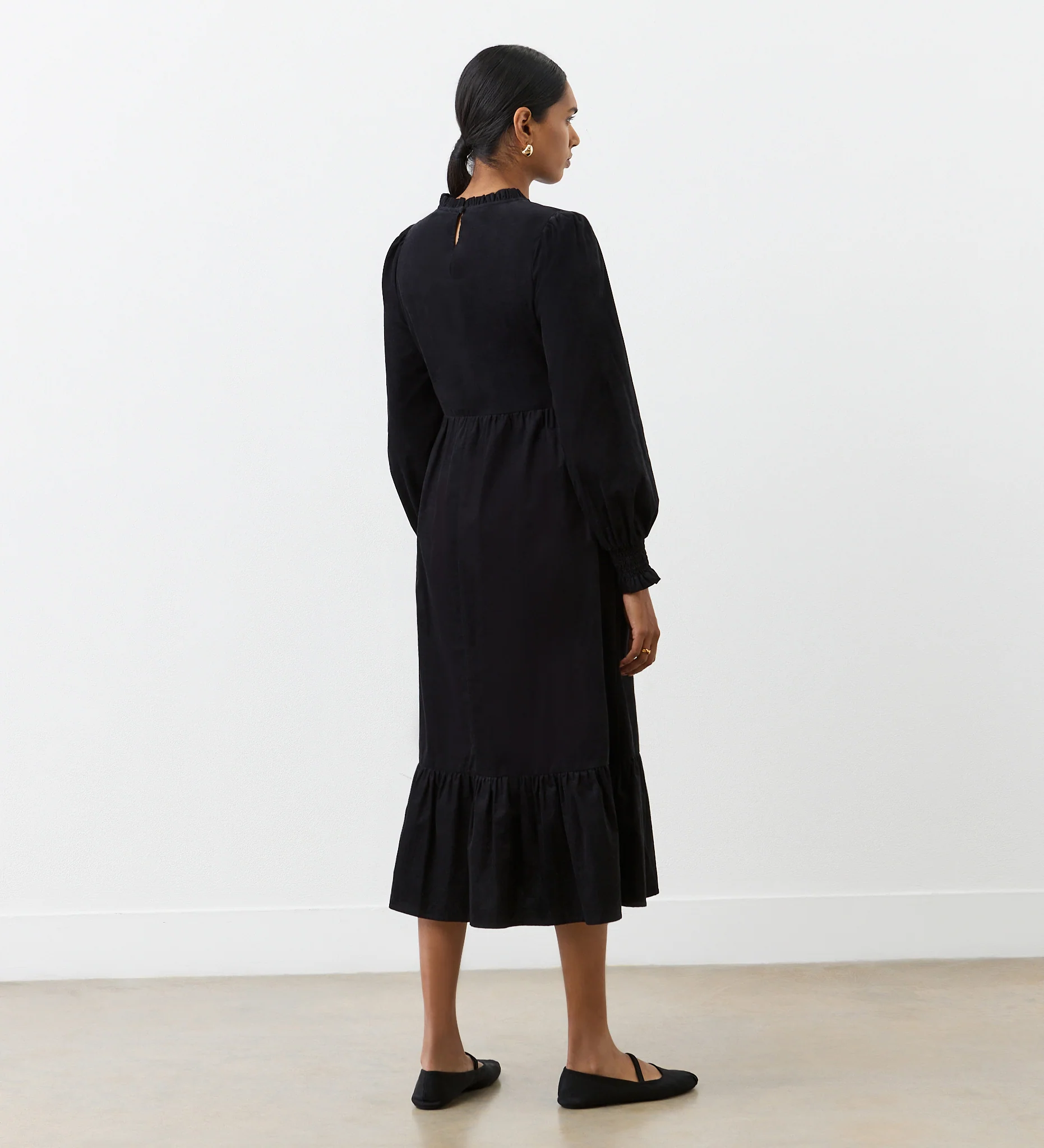 Esme Black Corduroy Midi Dress - Image 4