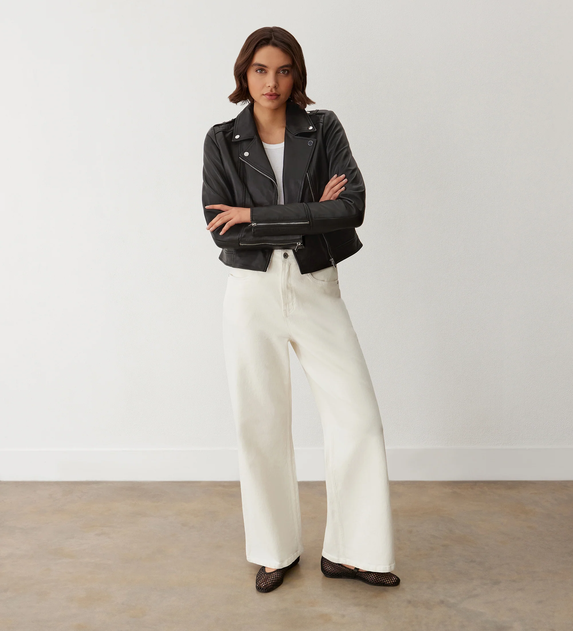 Faith Black Leather Biker Jacket - Image 4