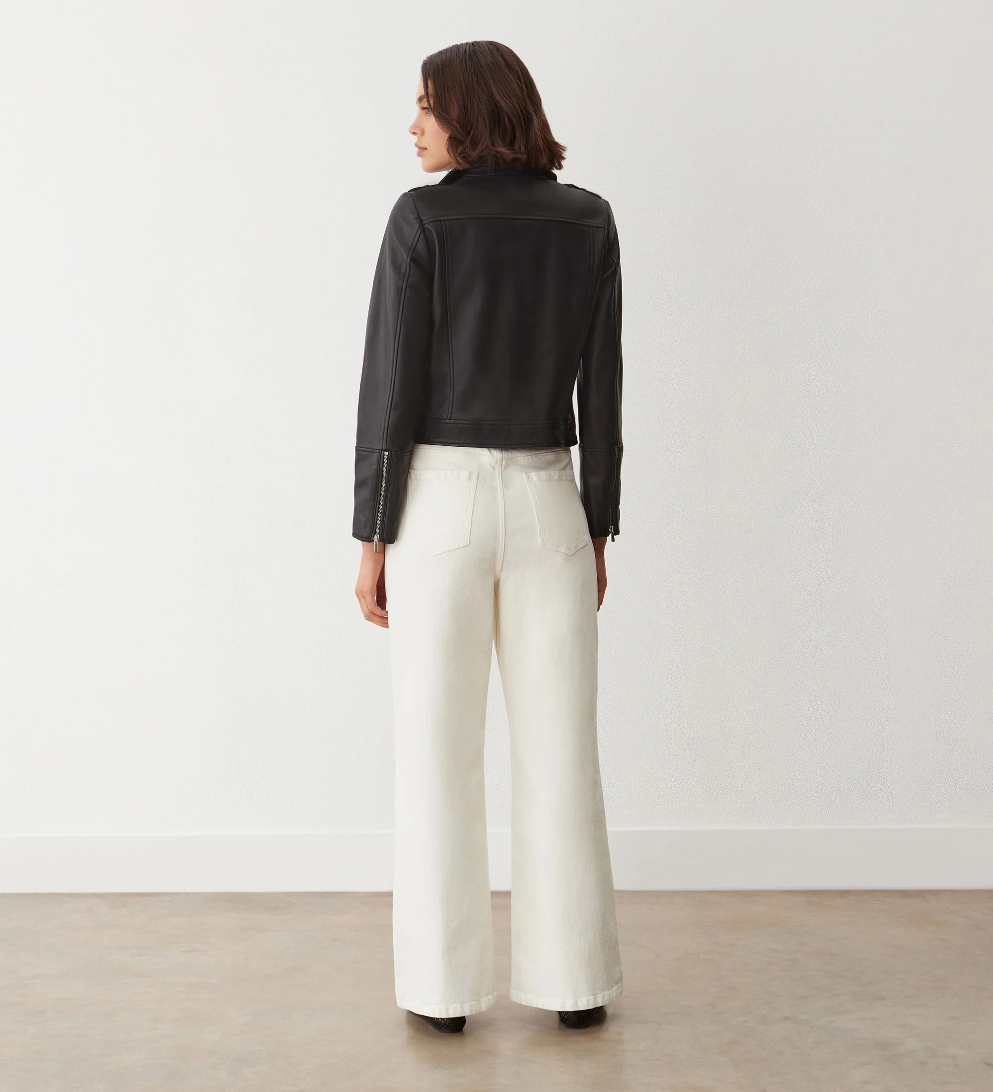 Faith Black Leather Biker Jacket - Image 5