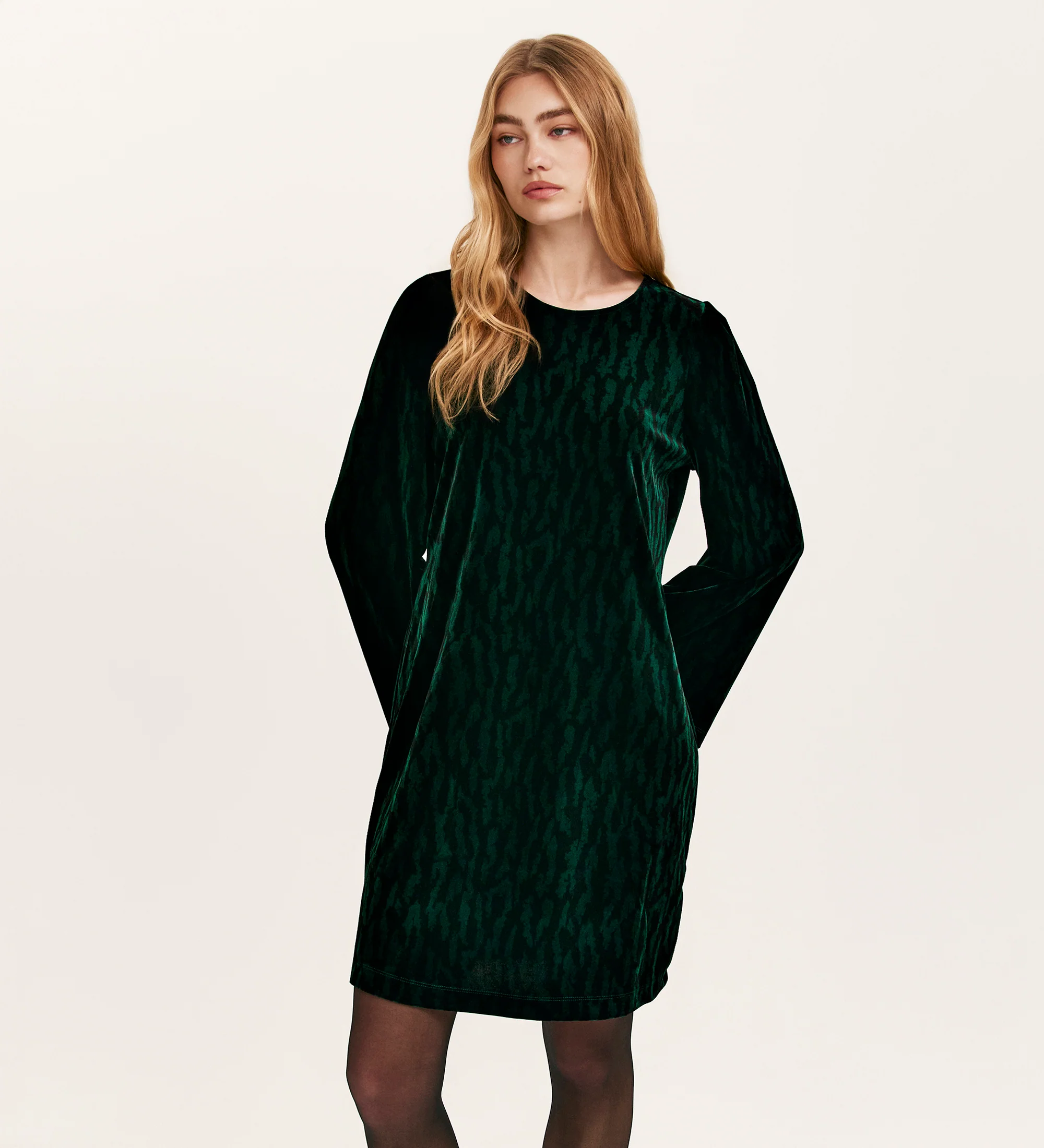 Hattie Green Zebra Jersey Velvet Short Dress - Image 3