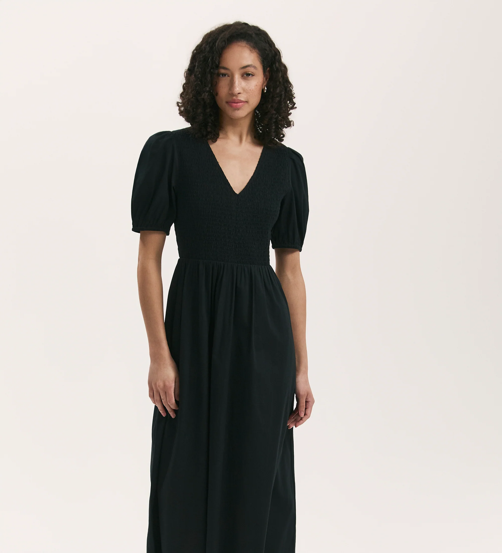 Jamilla Black Cotton Midi Dress - Image 3