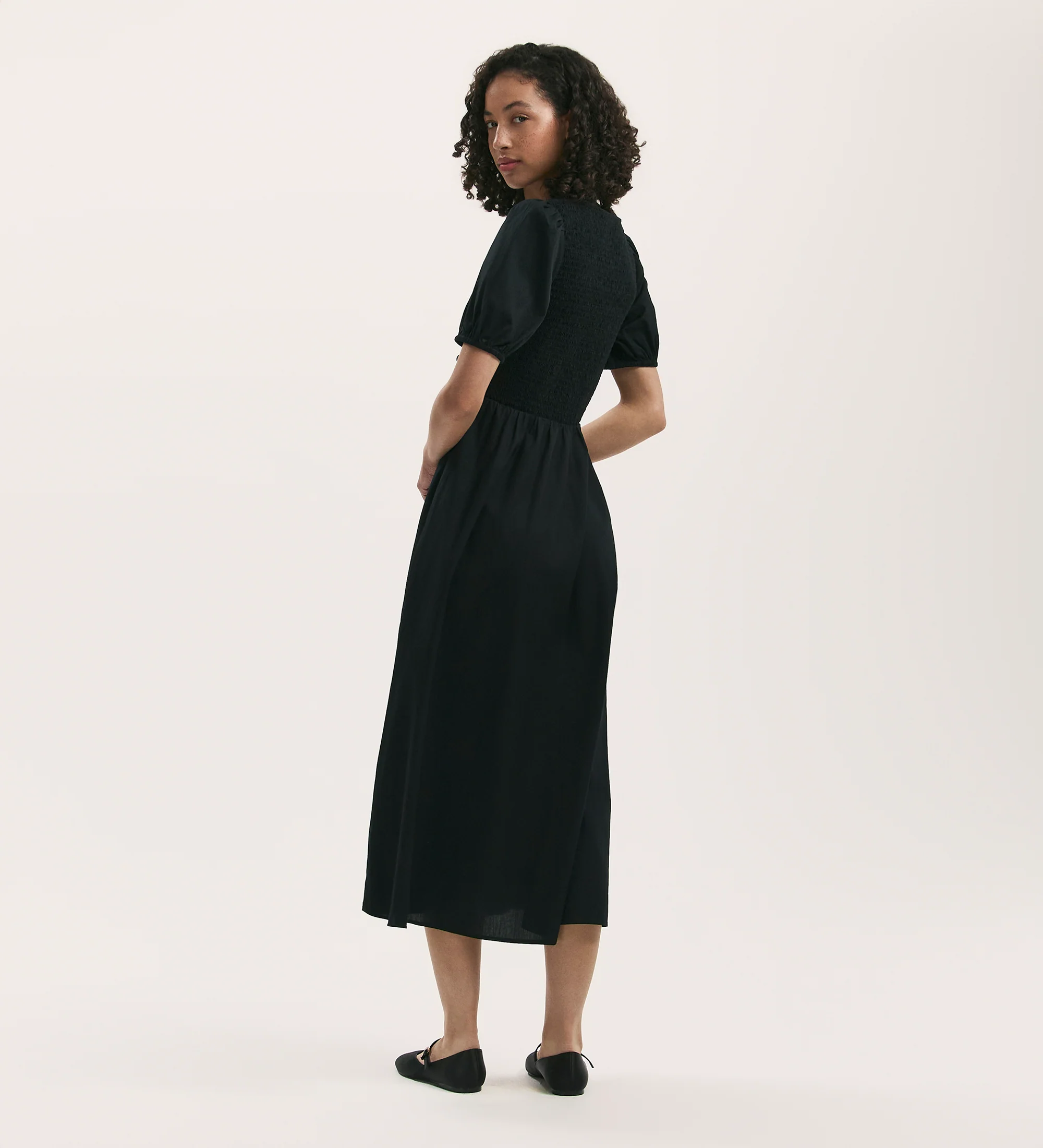 Jamilla Black Cotton Midi Dress - Image 4