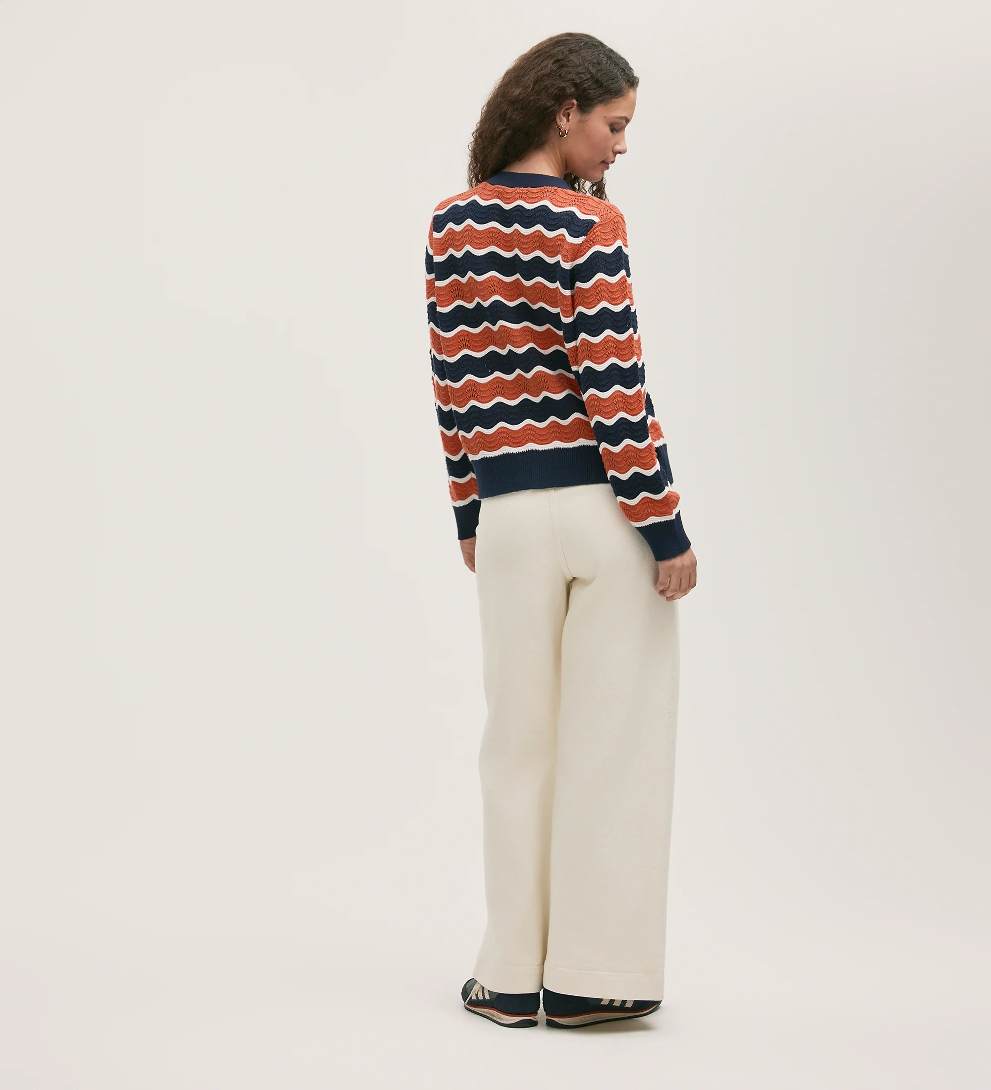 Kate Orange Stripe Crochet Cardigan - Image 4