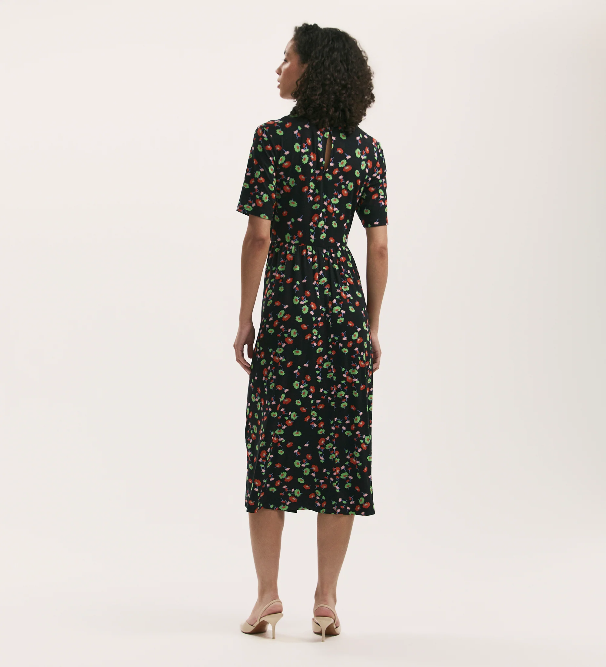 Kathryn Black Flower Jersey Midi T-Shirt Dress - Image 4