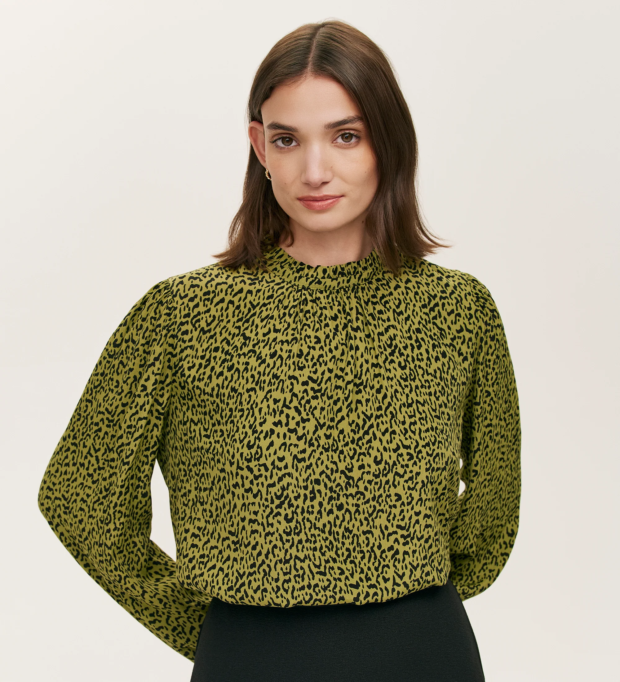 Keira Green Leopard Crepe Top - Image 3