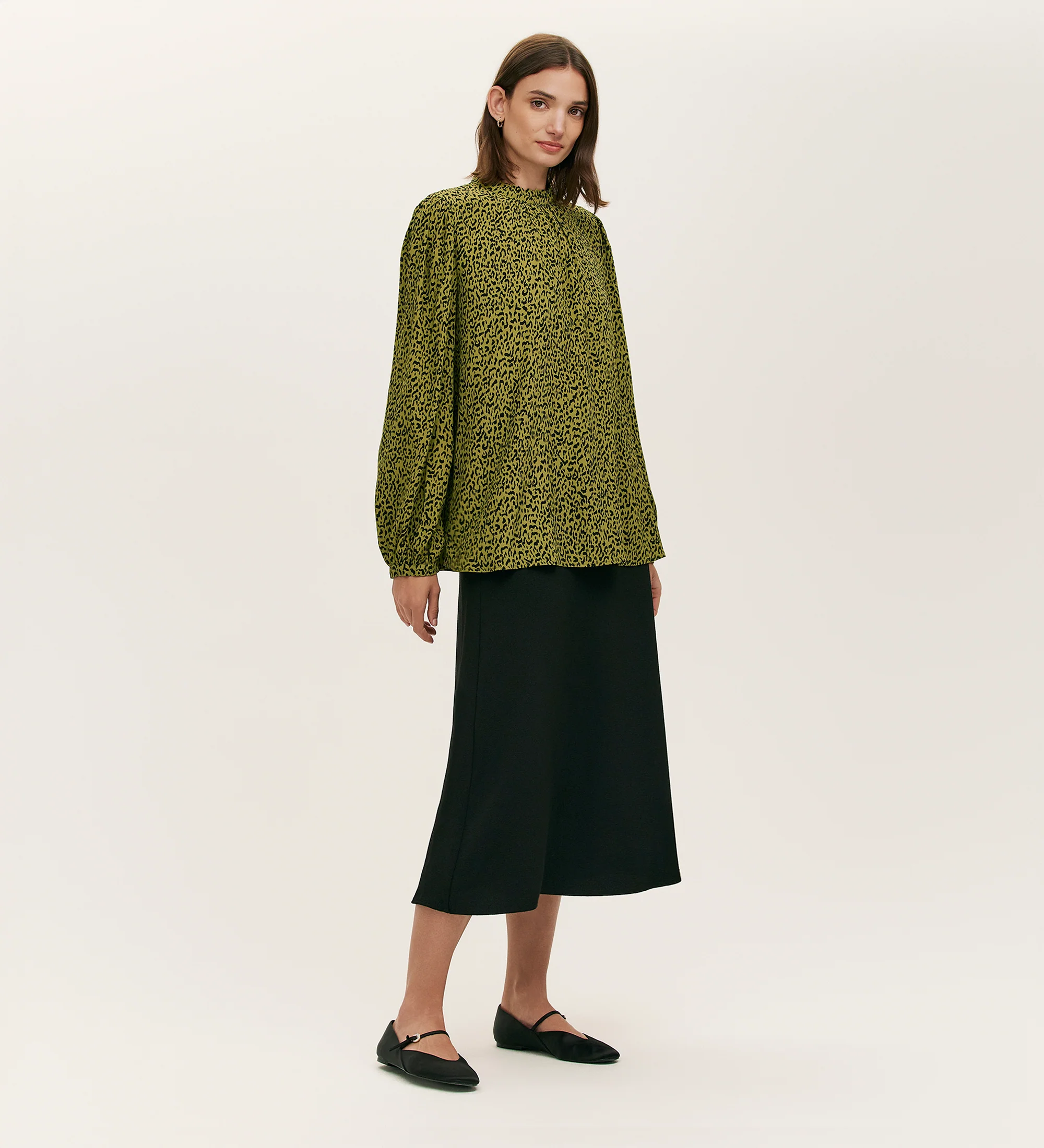 Keira Green Leopard Crepe Top - Image 4