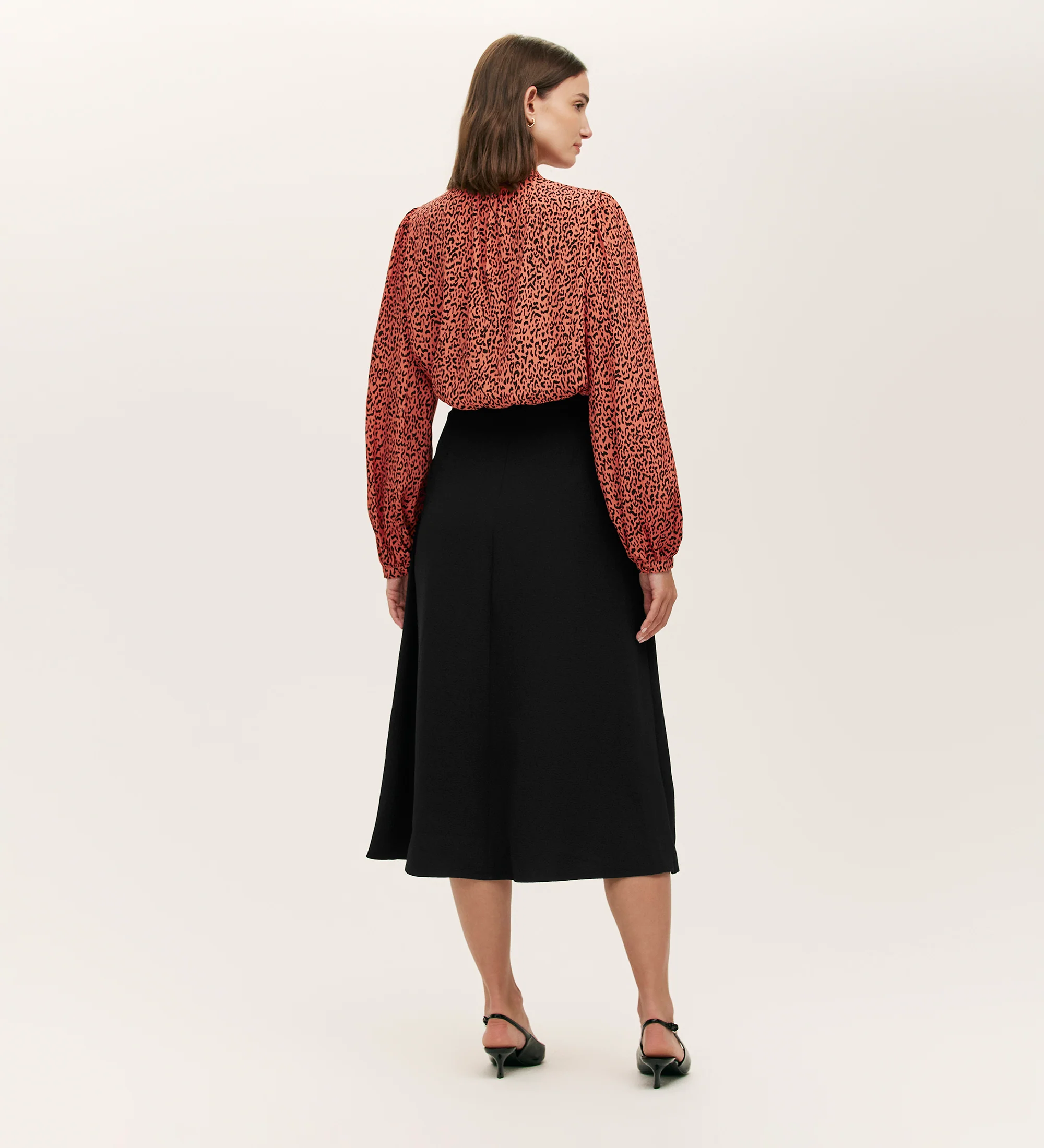 Keira Orange Leopard Crepe Top - Image 5