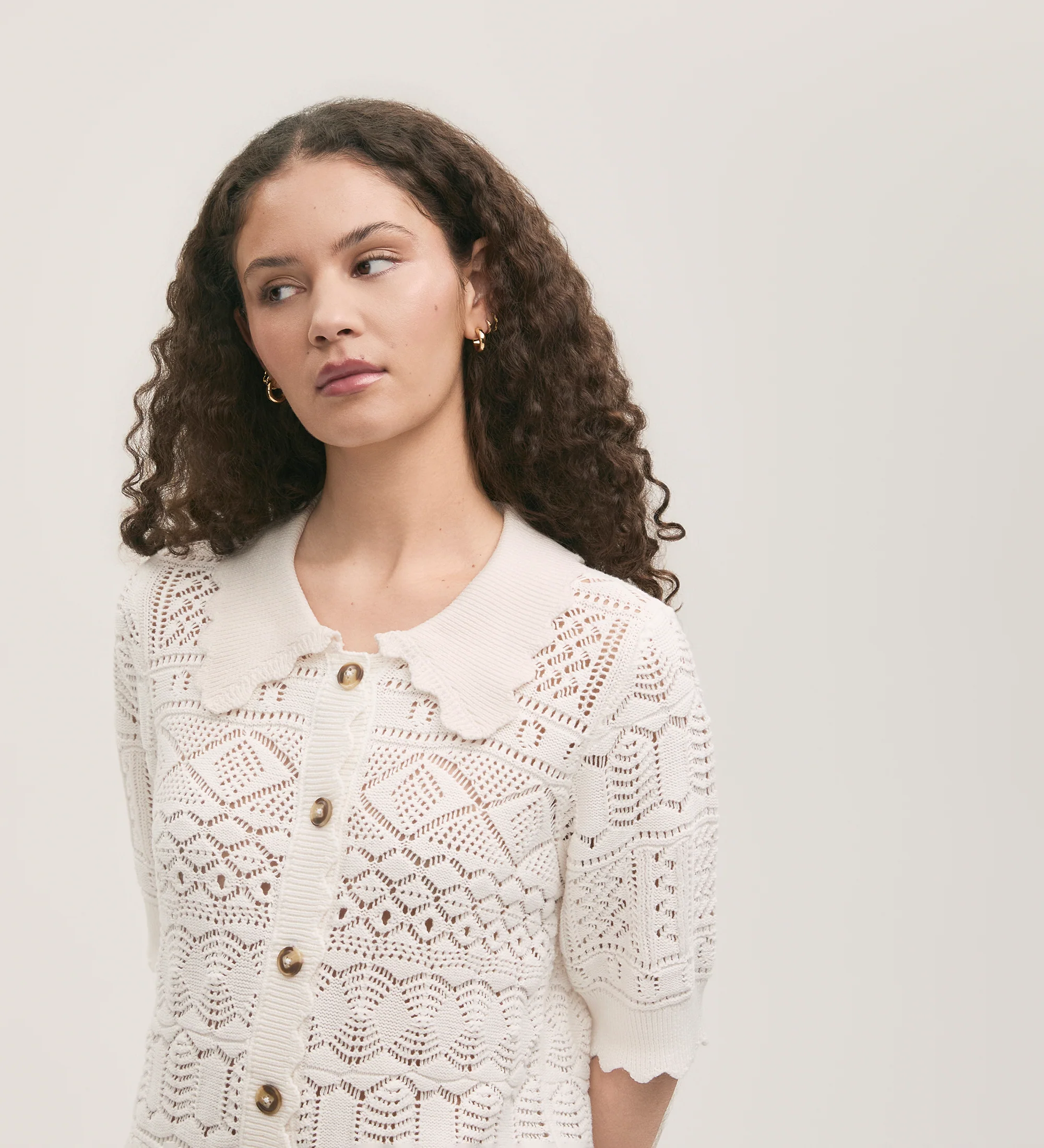Marlowe Cream Crochet Cardigan - Image 3