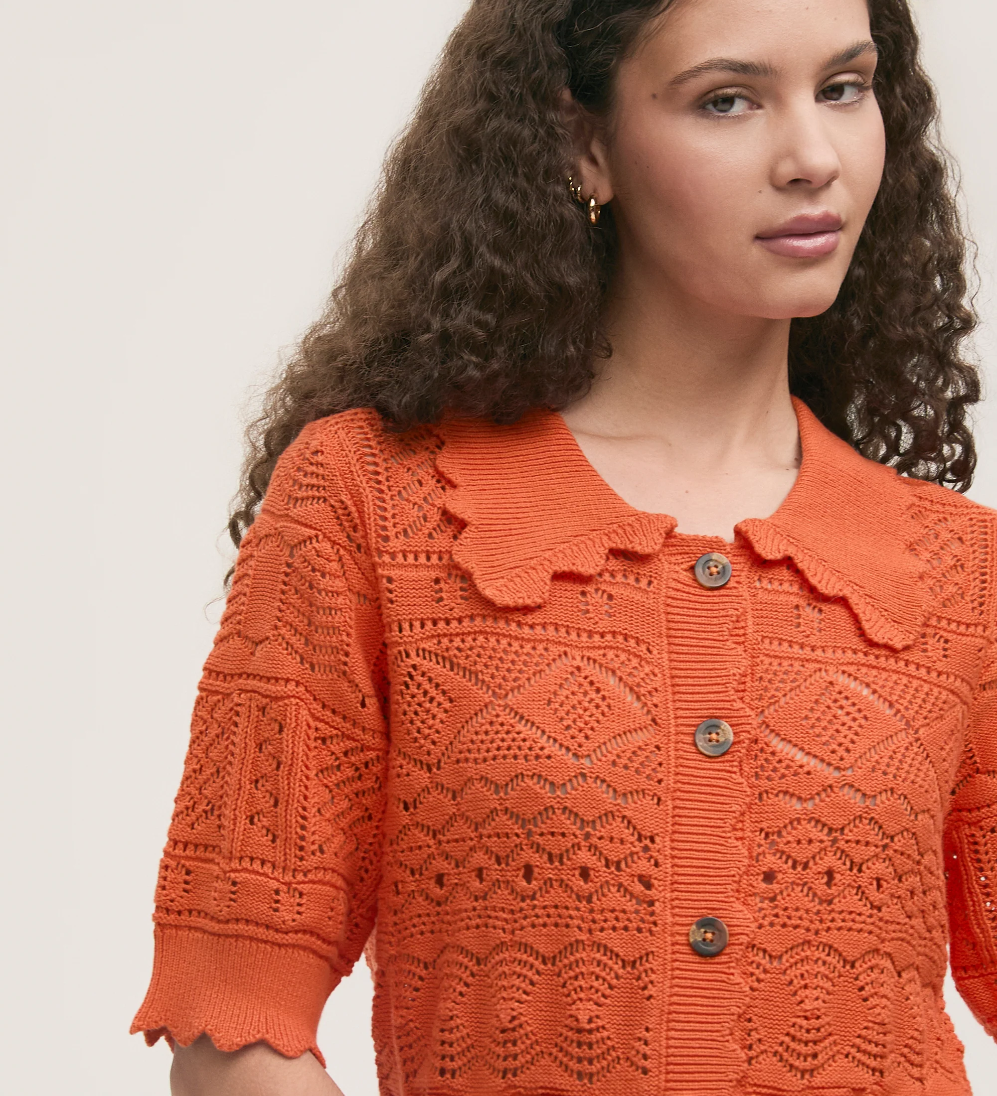 Marlowe Orange Crochet Cardigan - Image 3