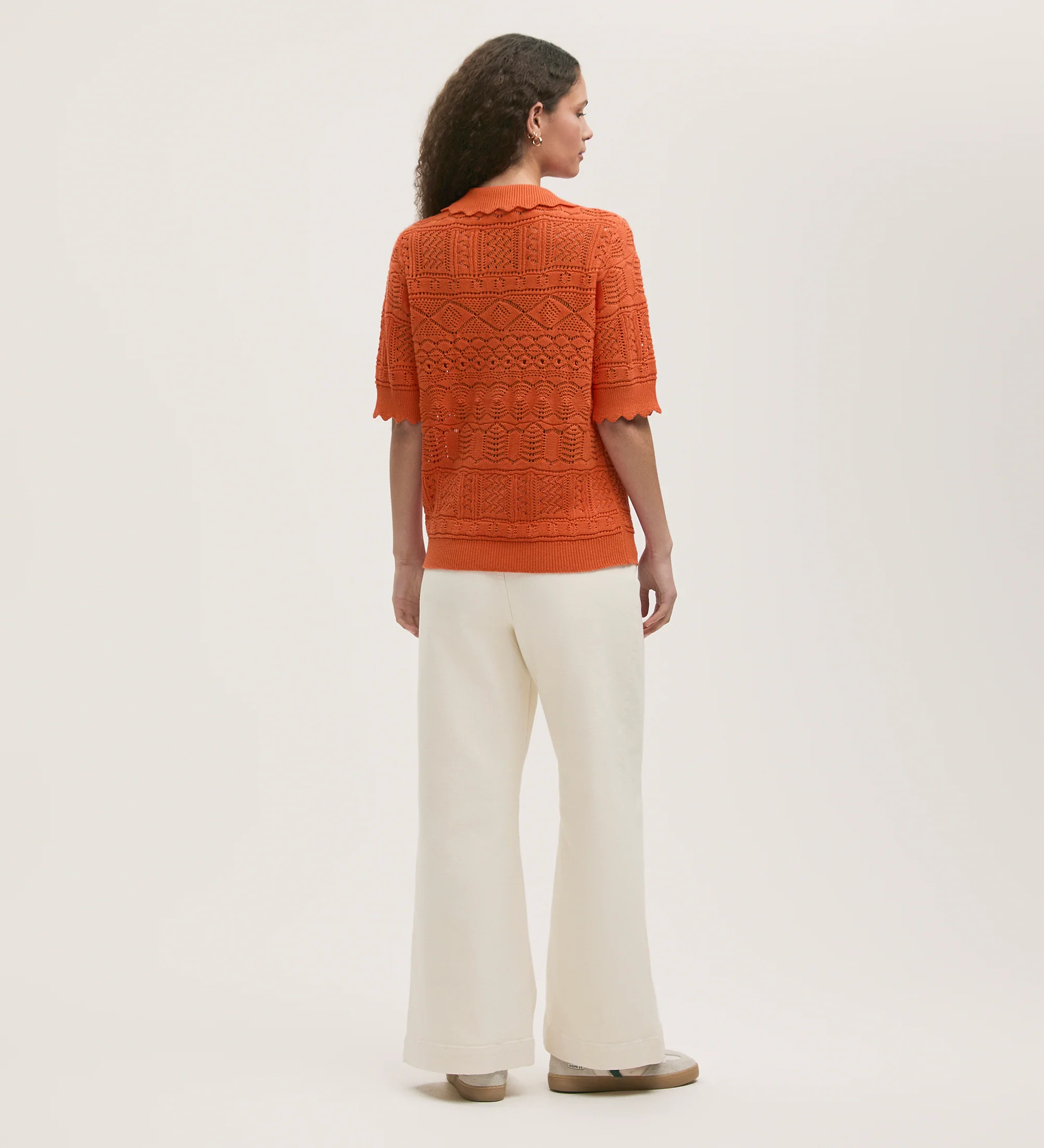 Marlowe Orange Crochet Cardigan - Image 4
