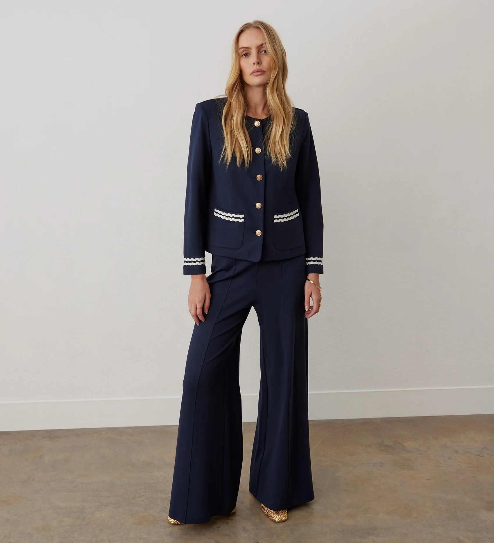 Matilda Navy Ponte Jersey Trousers - Image 3