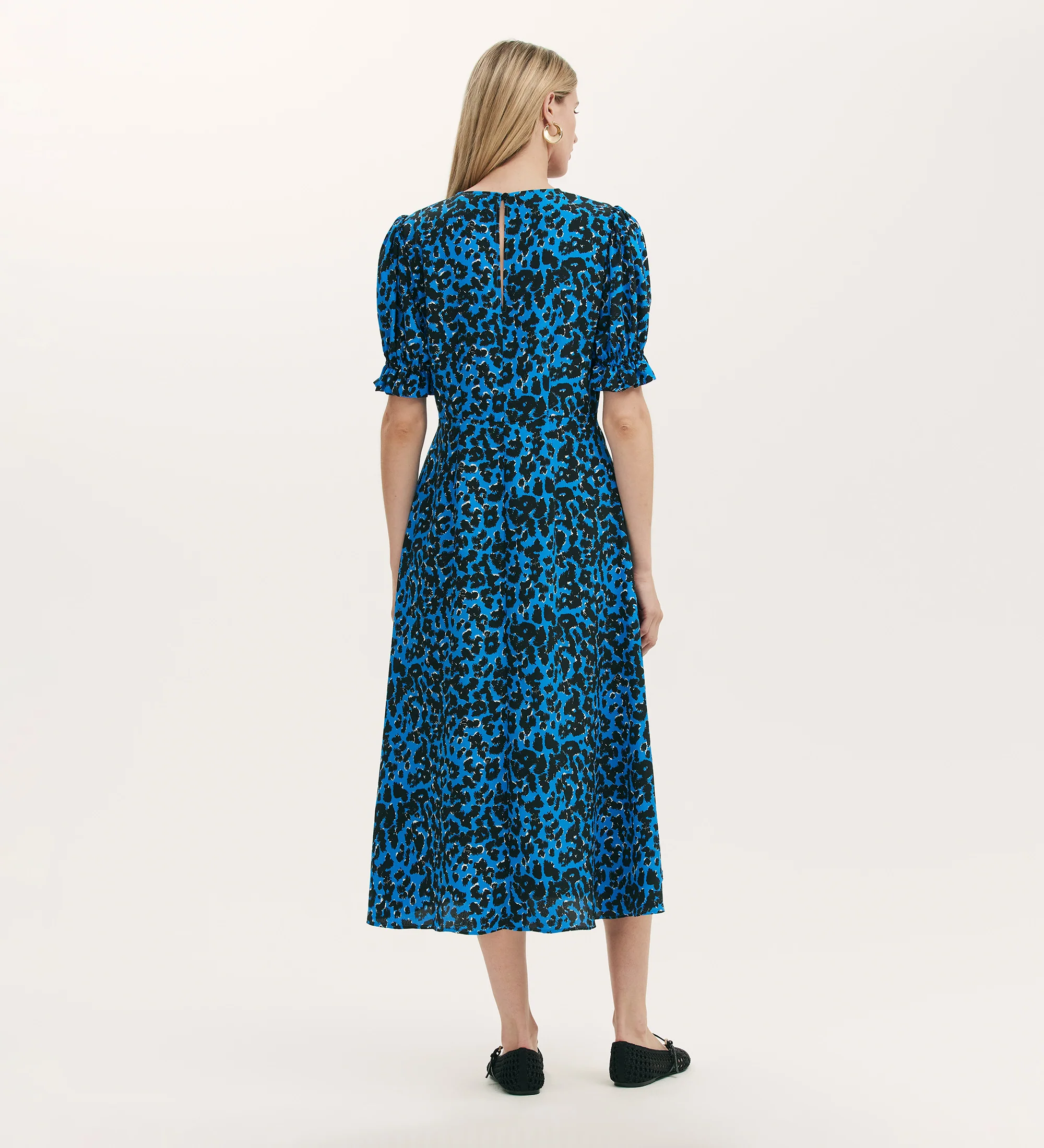 Mela Blue Animal Crepe Midi Tea Dress - Image 4