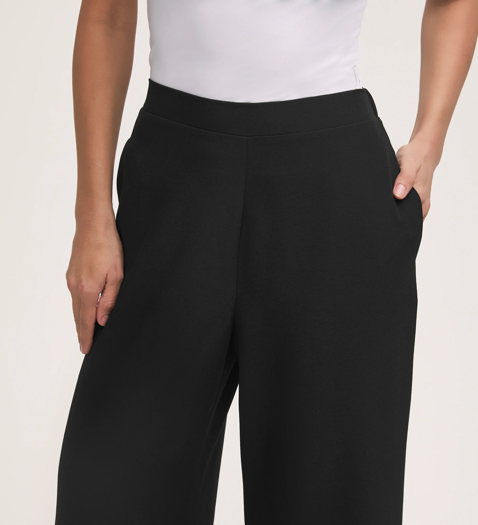 Nat Black Crepe Wide Leg Trousers - Image 3