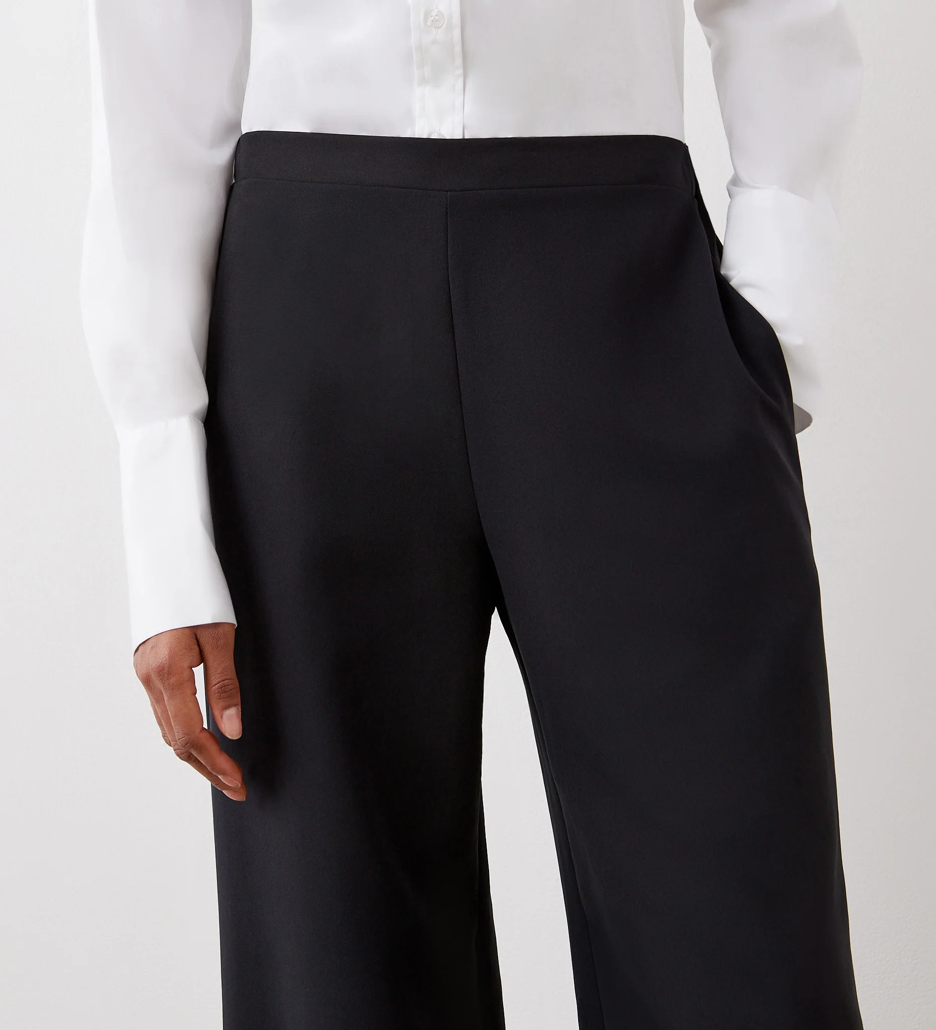 Nat Black Satin Back Crepe Wide Leg Trousers - Image 3