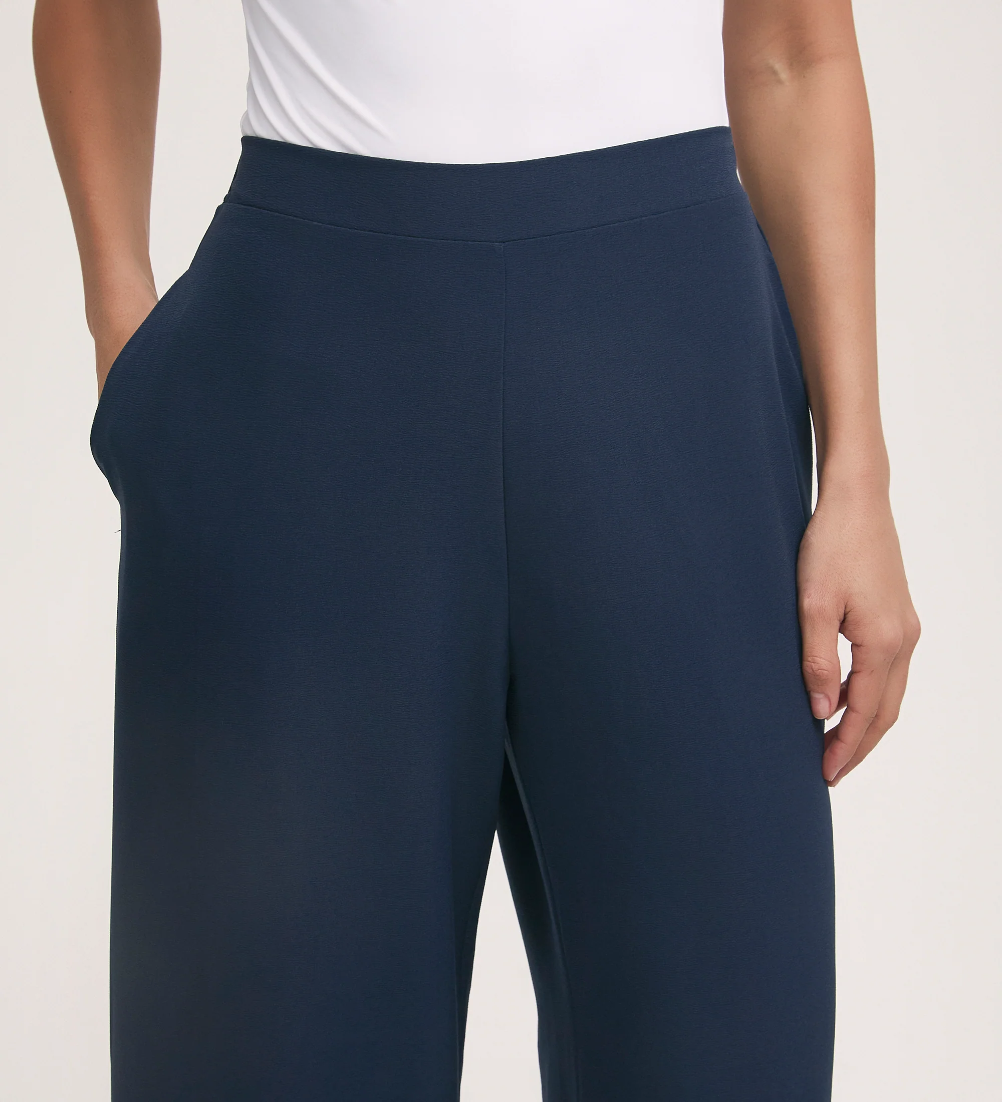 Nat Navy Crepe Wide Leg Trousers - Image 3