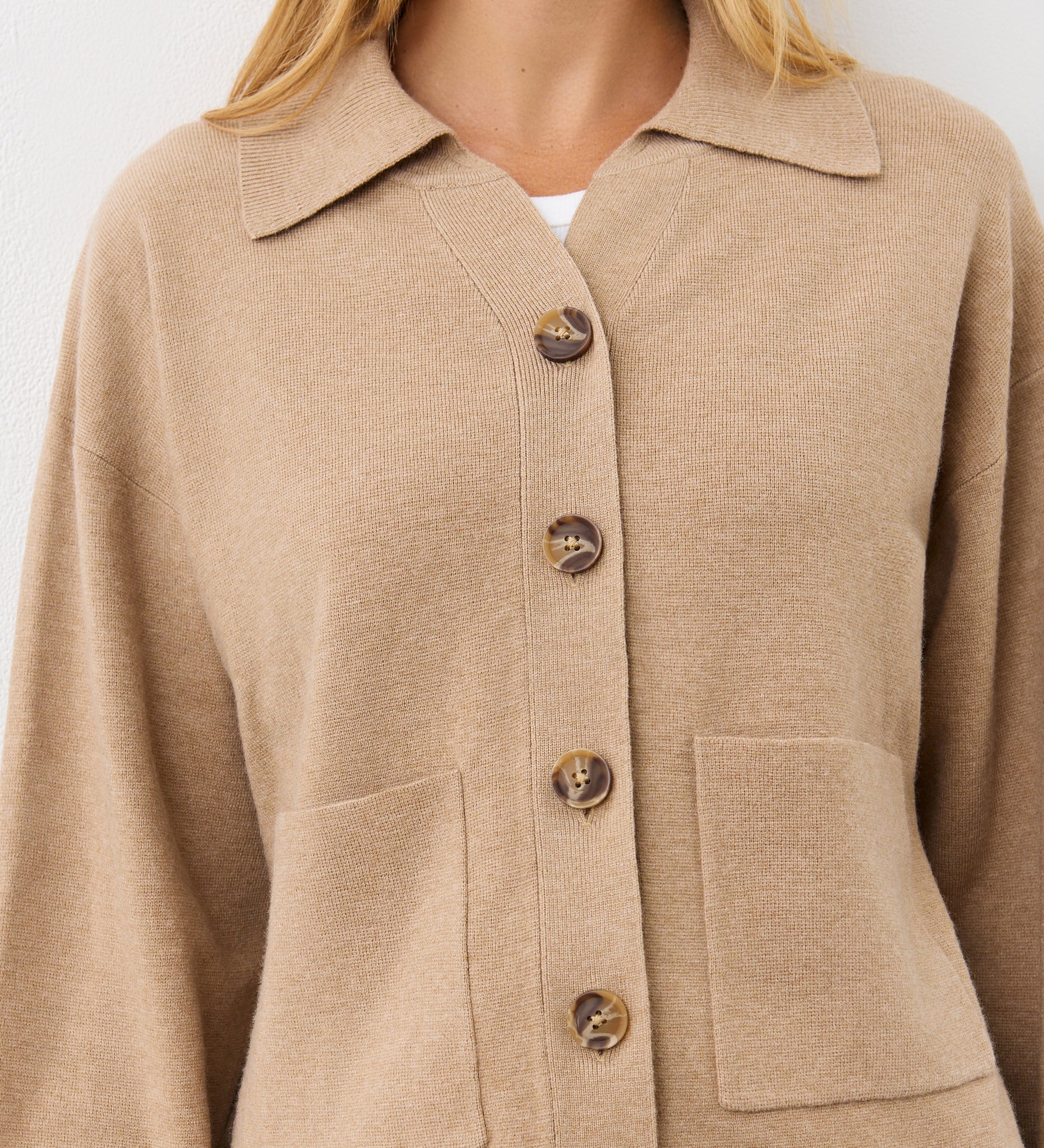 Raegan Beige Button Front Cardigan - Image 3