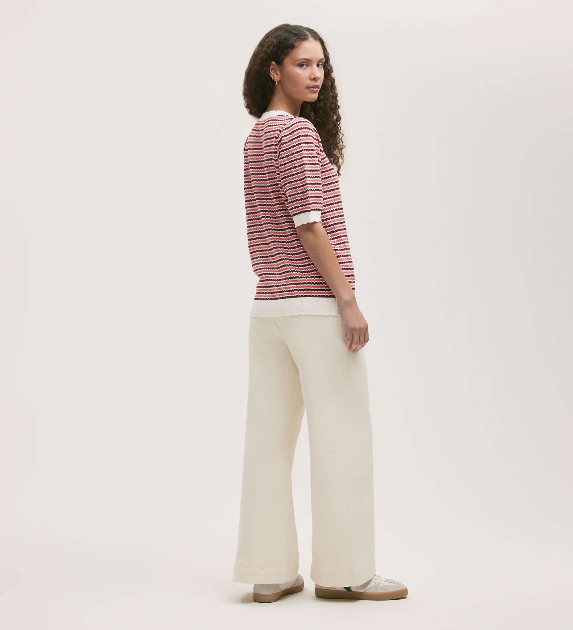 Rita Pink Stripe Short Sleeve Top - Image 4