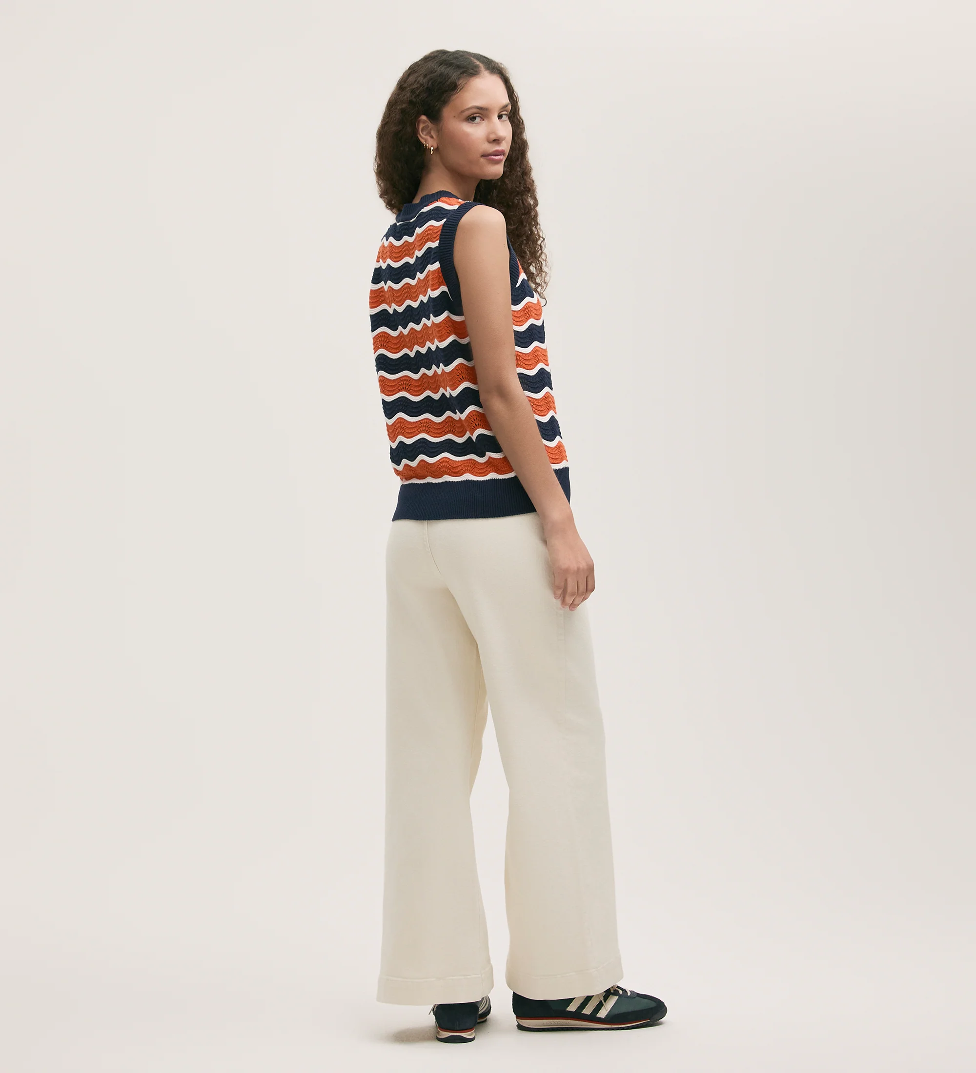 Taylor Orange Stripe Crochet Vest - Image 4