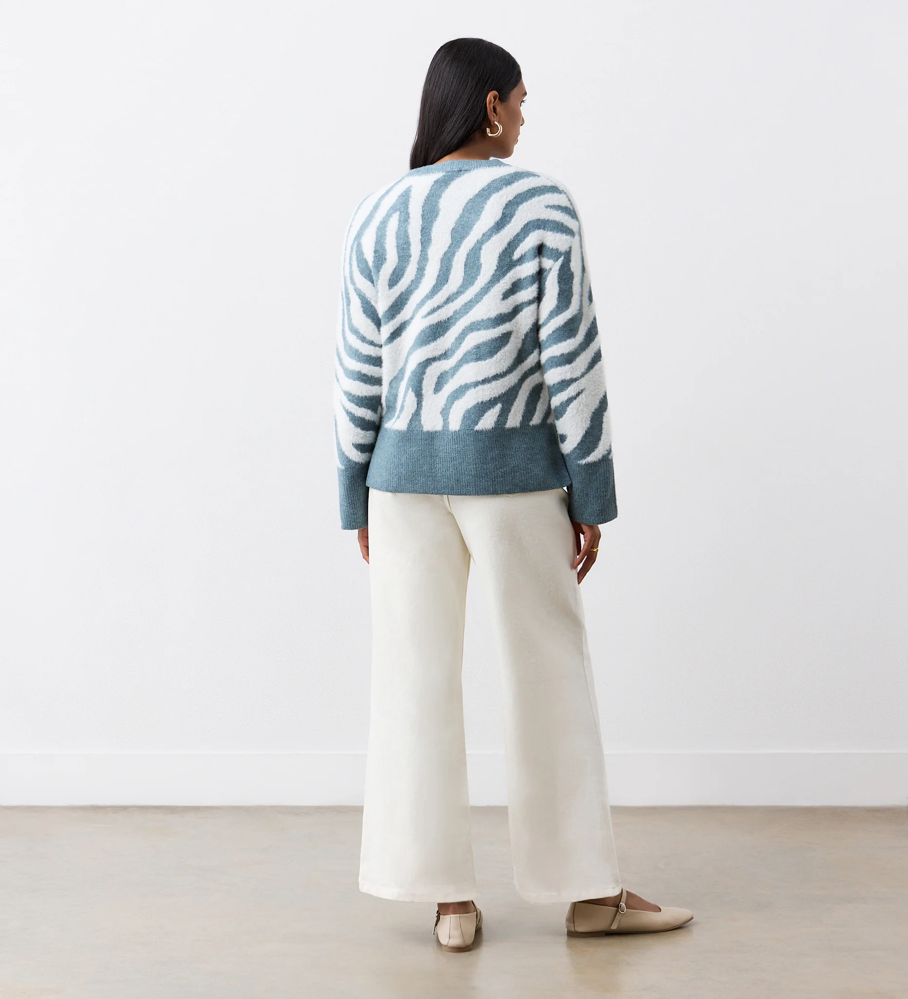Tully Duck Egg Zebra Knitted Jumper - Image 3