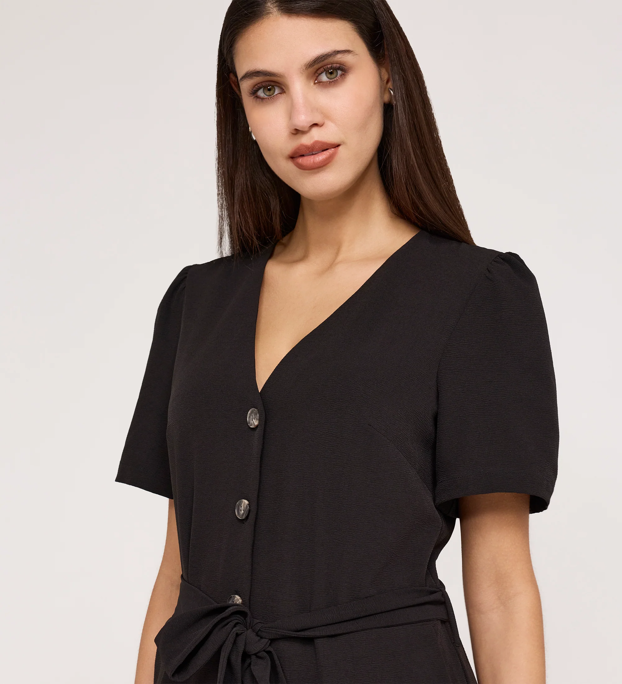 Uma Black Crepe Short Sleeve Jumpsuit - Image 4