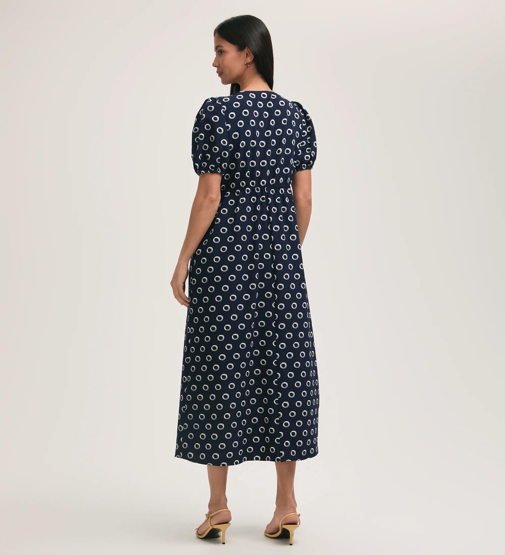 Vittoria Navy Polka Dot Crepe Midi Dress - Image 4